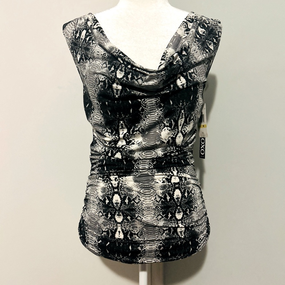 XOXO Snake Print Black and White Sleeveless Top, Size Medium